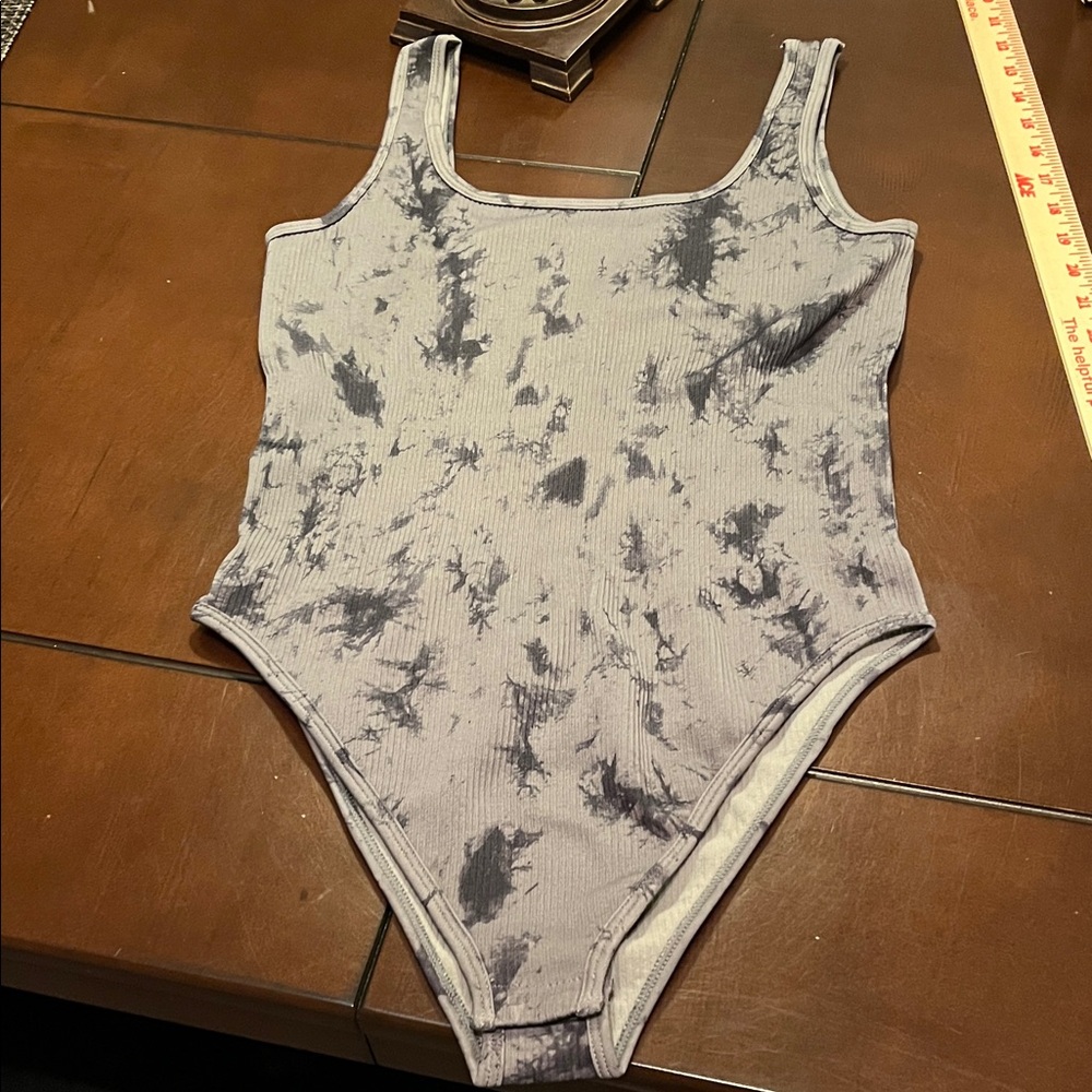 Stylish Women's Gray Tie-Dye Bodysuit NWOT